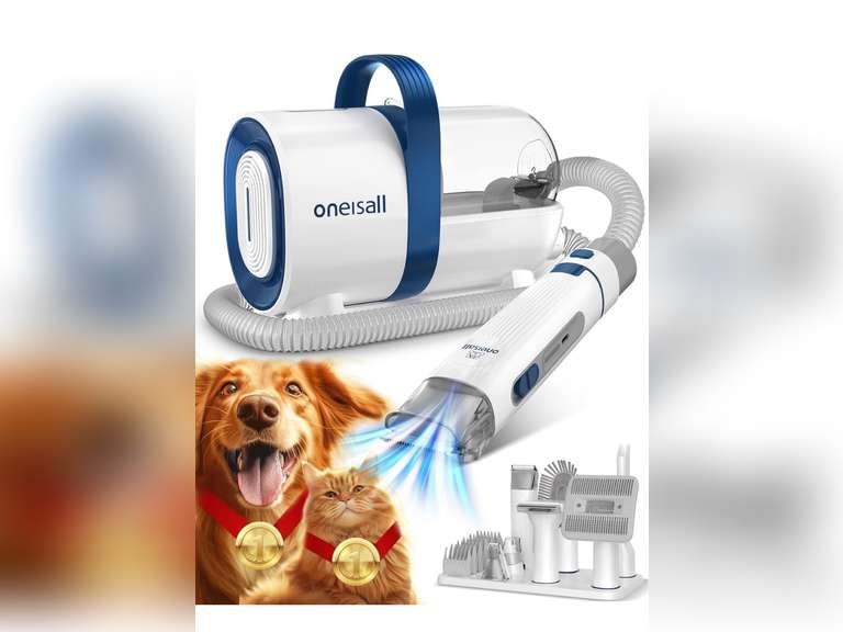 oneisall Dog Hair Vacuum & Dog Grooming Kit, Pet Grooming Vacuum with