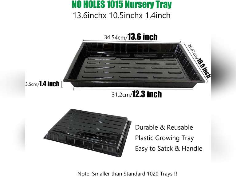 Microgreen Seed Starter Trays - 10-Pack Shallow Growing Trays Without Drain Holes For Hydroponics