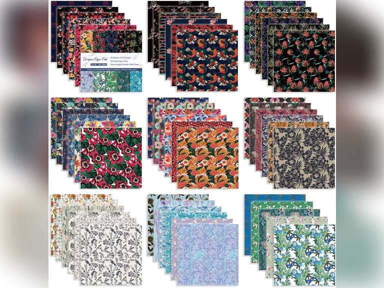 2-PACKS - Origami 6x6 Paper Kit 150 Sheets 50 Vivid Colors Double Sided Same Printed Traditional Patterns Square for Arts Crafts Projects Japan traditional Chiyo Japanese Chiyogami 150chiyogami 27