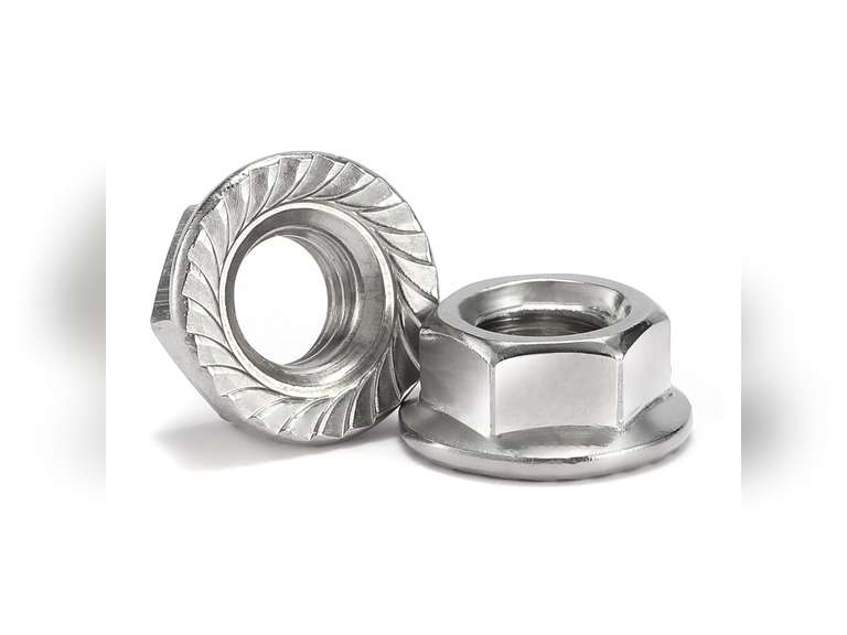 M8 x 1.25mm Serrated Flange Hex Lock Nuts 100Pcs 304 Stainless Steel 18-8, Full Thread, Hex Drive, Bright Finish by SG TZH M8 Silver 100 19