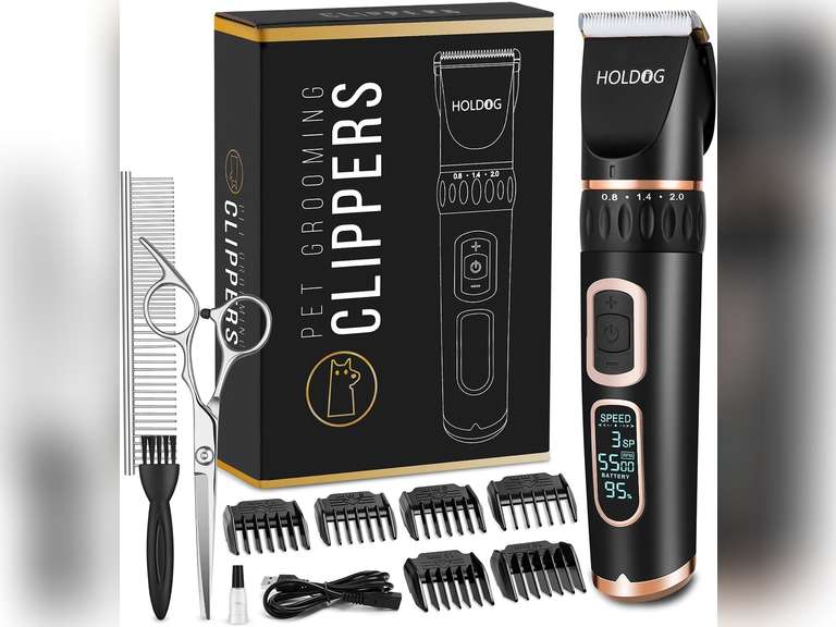 Dog Clippers Professional Heavy Duty Grooming Clipper 3-Speed Low Noise ...