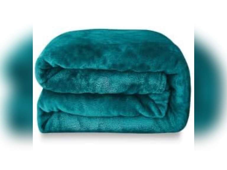 Coseybed Fuzzy Flannel Fleece Blanket Queen Size Teal Green Microfiber Lightweight Soft Plush