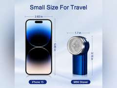 Mini Electric Shaver, Portable Electric Shavers for Men, Type-C Charging, Use for 60 Days, with Cleaning Brush, Safety Cover, Electric Razor, Travel Razor, One-Button Use for Home, Car, Travel, Blue 25