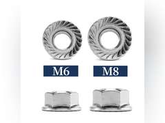 M8 x 1.25mm Serrated Flange Hex Lock Nuts 100Pcs 304 Stainless Steel 18-8, Full Thread, Hex Drive, Bright Finish by SG TZH M8 Silver 100 19