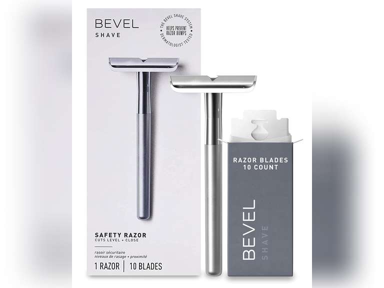 Bevdl Razor Bevel Safety Razor with Brass Weighted Handle and 10 Double Edge Safety ...