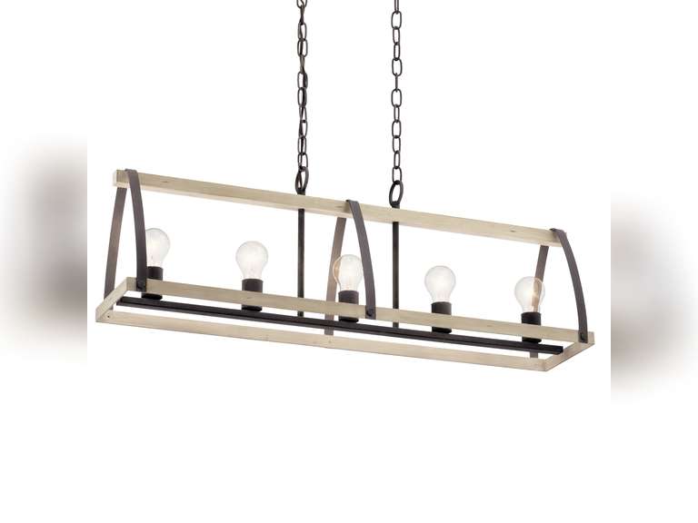 Kichler Gartin 5-Light Weathered Zinc Transitional Linear Kitchen Island Light 200