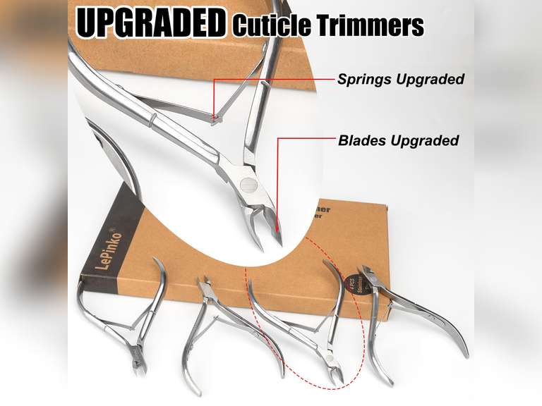 LePinko 4 Packs Upgraded Cuticle Trimmer kit, Sharp Dead Skin Clipper, Labor-saving Cuticula Remover for Fingernail Toenail, Manicure Pedicure Tool for Women Men, 5mm Jaw 5mm Jaw- 4PK 20