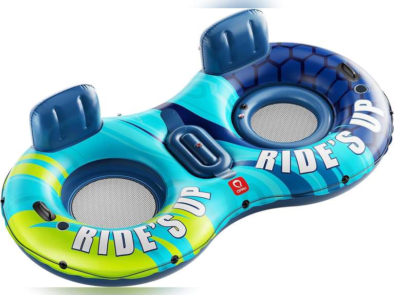 QPAU Inflatable Double River Tube, 2 Person 660lb Capacity, Puncture ...