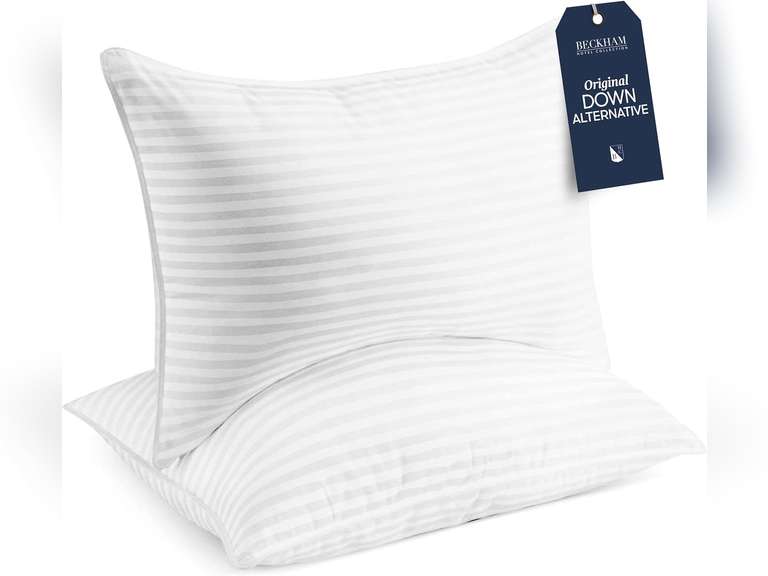 Beckham Hotel Collection Bed Pillows Standard / Queen Size Set of 2 - Down Alternative Bedding Gel Cooling Pillow for Back, Stomach or Side Sleepers Down Alternative Queen 49