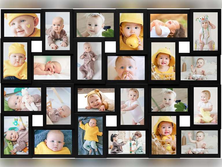 Photo Frames Collage Wall Decor - Hanging Photo Collage Frame 4x6 Large Picture Frame for Home Living Room 24 Opening Collage Picture Frames for Wall - Black 50