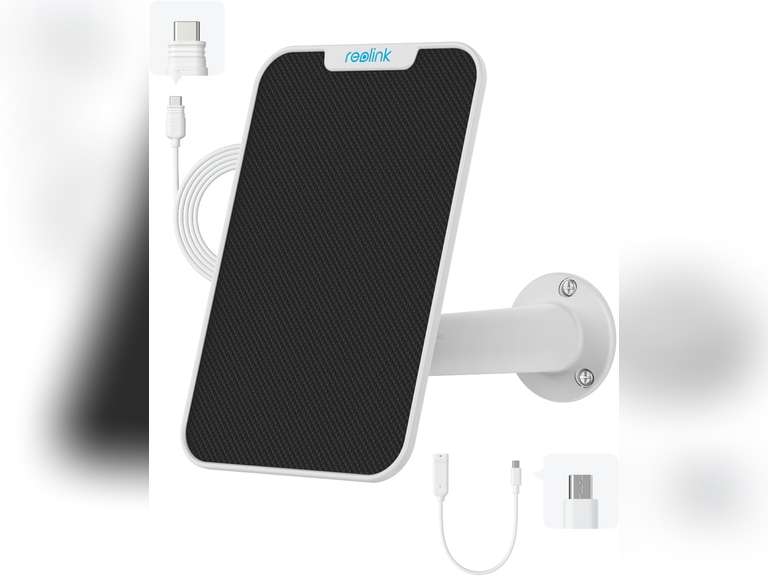 REOLINK 3W Solar Panel Power Designed for Wireless Outdoor Security Camera Solar Powered Cameras, 6V Type C Port, Compatible with Argus Eco/Go PT Plus/Argus 3 Pro/Argus PT, Non-Stop Charging (White) 30