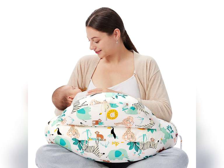 Momcozy Original Nursing Pillow for Breastfeeding, Plus Size Breastfeeding Pillows for More Support, with Adjustable Waist Strap and Removable Cotton Cover, Colorful Wildlife 47