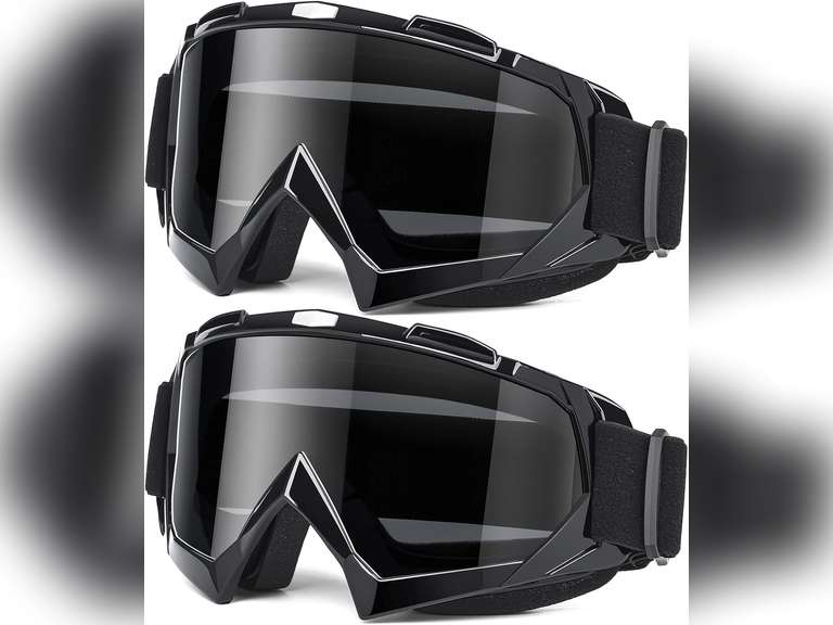 Adult Dirt Bike Goggles, 2-Pack ATV Motorcycle Goggles for Men & Women, Wide Vision Riding Off-Road Goggles 20