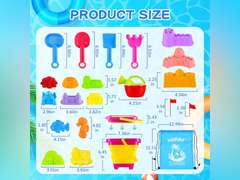 MGparty Collapsible Beach Toys Set for Kids Toddlers, Travel Sand Toys with Storage Bag, Sand Bucket and Shovels, Undersea Animals and Dinosaur Molds, Sandbox Toys for Boys Girls Ages 3-12 16