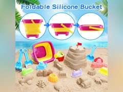 MGparty Collapsible Beach Toys Set for Kids Toddlers, Travel Sand Toys with Storage Bag, Sand Bucket and Shovels, Undersea Animals and Dinosaur Molds, Sandbox Toys for Boys Girls Ages 3-12 16