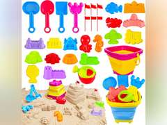 MGparty Collapsible Beach Toys Set for Kids Toddlers, Travel Sand Toys with Storage Bag, Sand Bucket and Shovels, Undersea Animals and Dinosaur Molds, Sandbox Toys for Boys Girls Ages 3-12 16
