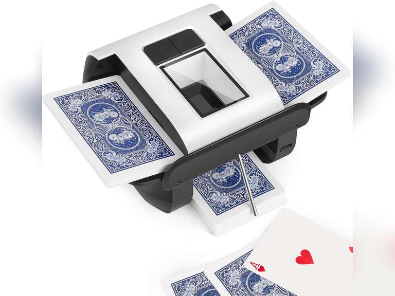 Automatic Card Shuffler Machine - 1-2 Decks, Low Noise Electric Shuffler with Rechargeable Battery, Fast & Smooth Shuffling for Poker, UNO, Blackjack, Skip-Bo, Phase 10, Standard & Sleeved Cards 36