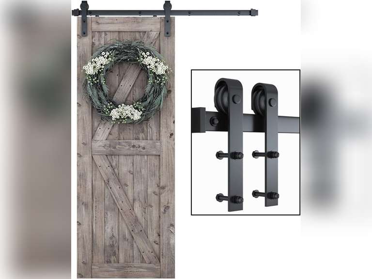 SMARTSTANDARD 5ft Heavy Duty Sturdy Sliding Barn Door Hardware Kit - View #3