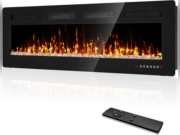 (Similar model) Tuan 60 inch Ultra Thin Electric Fireplace Inserts and Wall Mounted with Remote Control & Touch Screen 1500W Fireplace Heater with Timer 270