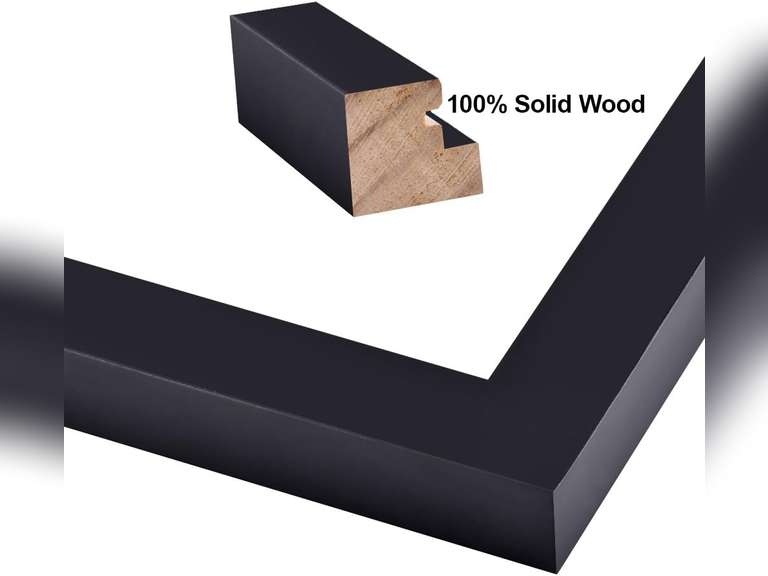 RPJC 11 x 14 Picture Frames Made of Solid Wood and High Definition Glass Display Pictures 8x10 with Mat or 11x14 Without Mat for Wall Mounting Photo Frames Black 15