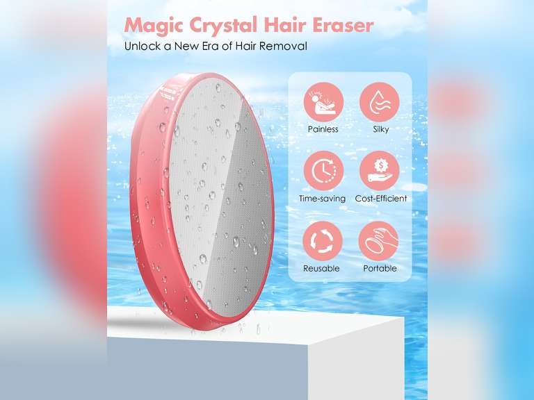 Crystal Hair Eraser for Women and Men, Reusable Crystal Hair Remover - Portable Magic Hair Removal Device - Painless Solution for Back, Arms, and Legs (Pink) 8