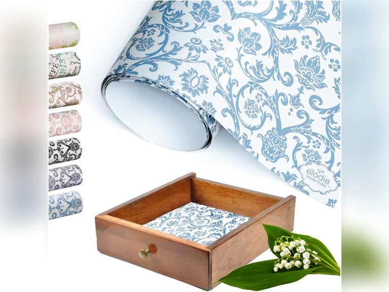 6 Scented Drawer Liners Non-Adhesive Paper Sheets for Home Closet Shelves, Cabinet and Dresser Drawers - Royal Damask Print - 14 x 19 Inch (Fresh Linen) 18