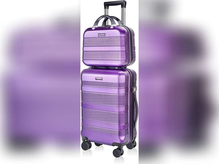 GigabitBest Carry-On Luggage, Lightweight ABS+PC Carrying Suitcase with TSA Lock, Hard Case Luggage with Swivel Wheels, Pink-NEW, 20"&14", Hardshll Luggage 125