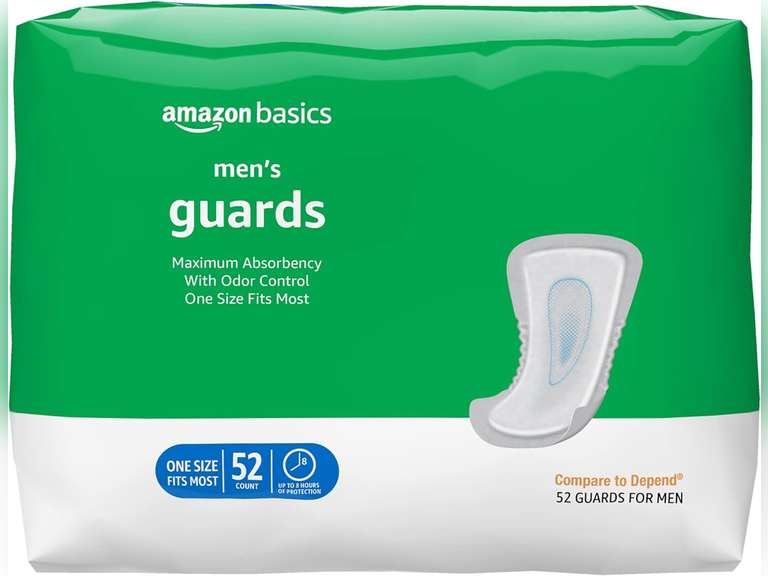 Amazon Basics Men's Incontinence Guards, Maximum Absorbency, 52 Count, (1 Pack of 52) 14