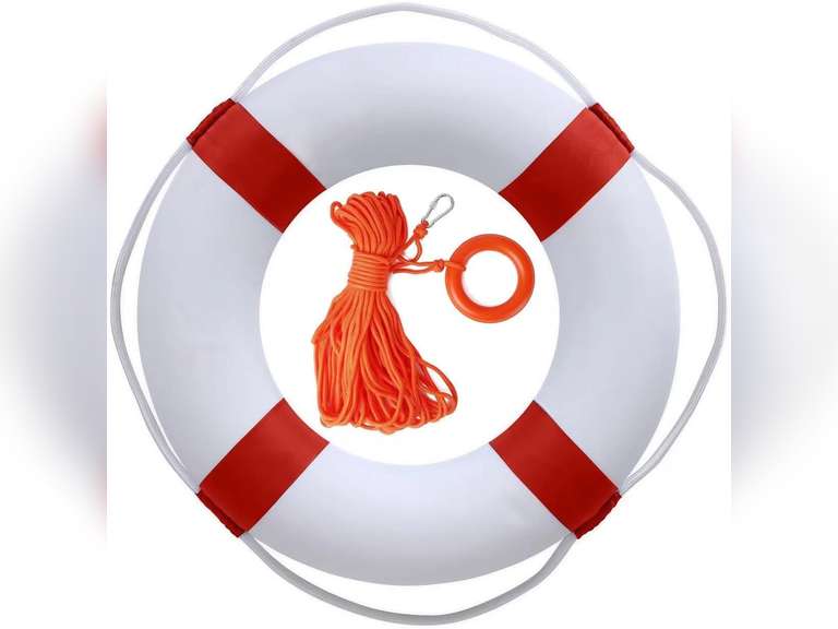 20 Inch Pool Safety Life Preserver Ring Buoy for Pool, Swimming Swim Foam Ring Pool Buoy Pool Safety Throw Rings with 98.4FT Water Floating Lifesaving Rope 41