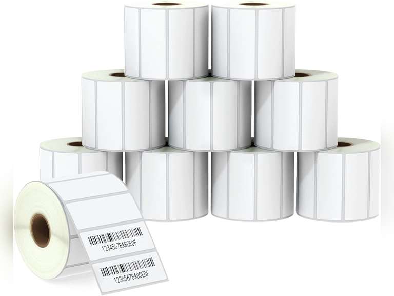 BETCKEY - 2.625" x 1" (67 mm x 25 mm) File Folder & Address Labels Compatible with Zebra & Rollo Label Printer,Premium Adhesive & Perforated 10 Rolls, 20000 Labels 54