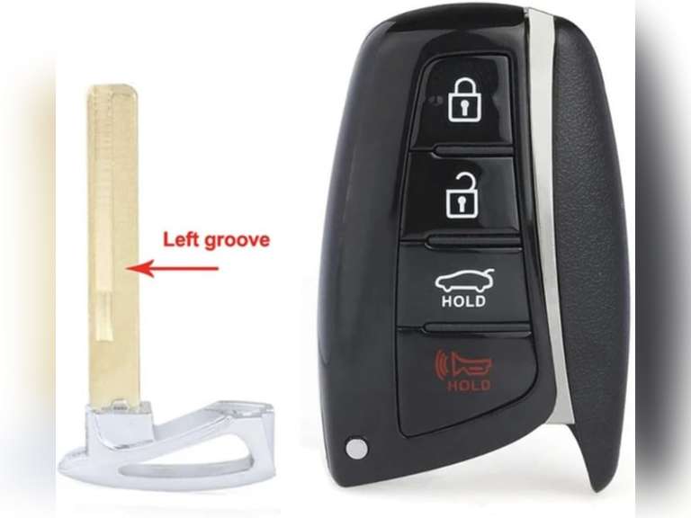 Replacement Key Fob Shell Case for Hyundai Azera Equus Santa Fe Sport 2013-2018 Keyless Entry Remote Car Key Fob Cover Casing with Uncut Left Blade Blank 19