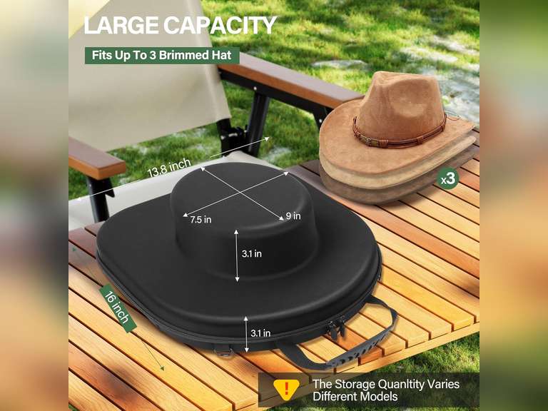Cinati Hat Box for Travel-Crush Proof Hat Travel Case for Cowboy Hats Holder Storage Box Organizer Cap Carrier with Adjustable Carry Strap 47