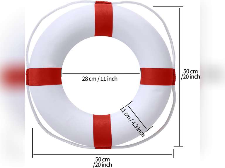 20 Inch Pool Safety Life Preserver Ring Buoy for Pool, Swimming Swim Foam Ring Pool Buoy Pool Safety Throw Rings with 98.4FT Water Floating Lifesaving Rope 41