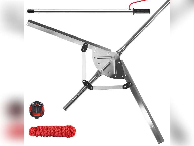 Pond & Lake Weed Cutter, Adjustable 41" Cut Width, 30 Foot Thicker Rope, 3 Adjustable Cutting Angles, Large Pond Aquatic Plant Cutting Tool Easily Shear Cattail, Reed, Lilly & Chara Algae 120