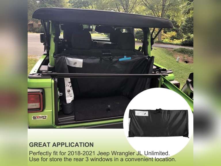 Soft Top Window Storage Bag fits for 2018 2019 2020 2021 2022 2023 2024 Jeep Wrangler JL JLU Sports Sahara Freedom Rubicon Unlimited 2 Door & 4 Door Replace Oem 68358392AC 36