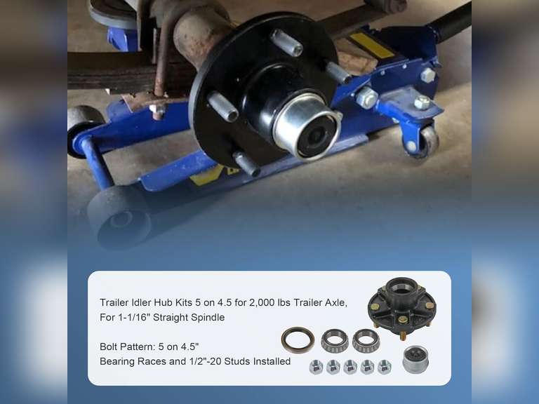 (See pictures)JDMSPEED 2 Trailer Idler Hub Kits 5 on 4.5" Replacement for Axle 1-1/16" Bearings 2000 lbs - 22016K 59