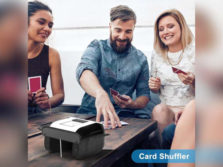 Automatic Card Shuffler Machine - 1-2 Decks, Low Noise Electric Shuffler with Rechargeable Battery, Fast & Smooth Shuffling for Poker, UNO, Blackjack, Skip-Bo, Phase 10, Standard & Sleeved Cards 36