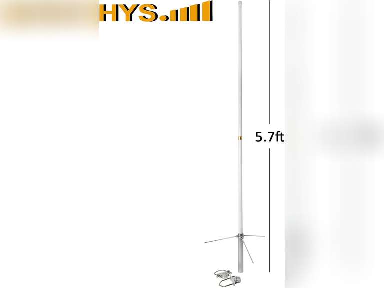 HYS Dual Band 144/430 MHz Heavy-Duty Fiberglass Vertical Base Antenna 5.7ft, SO-239 Connector 4.5/7.2dBi High Gain Pre-Tuned Repeater Antenna 94