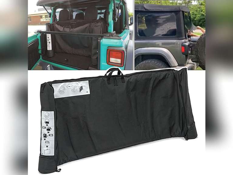 Soft Top Window Storage Bag fits for 2018 2019 2020 2021 2022 2023 2024 Jeep Wrangler JL JLU Sports Sahara Freedom Rubicon Unlimited 2 Door & 4 Door Replace Oem 68358392AC 36