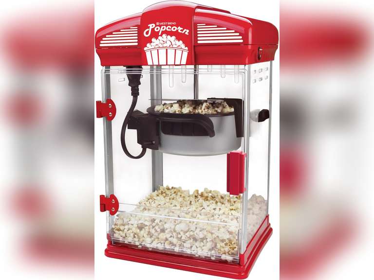 West Bend Stir Crazy Movie Theater Popcorn Popper with Nonstick Popcorn Kettle, Measuring Tool and Popcorn Scoop for Gourmet Popcorn Machine , 4 Qt., Red 70