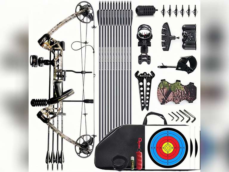 Lanneret Compound Bow and Archery Sets - Right Hand Archery Compound Bows 0-70 lbs Draw Weight Adjustable for Adults and Beginners Hunting Bow Kit for Beginner 180