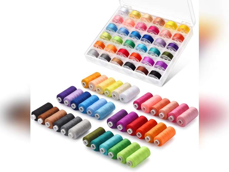 72pcs Sewing Thread kit, 36 Colors Sewing Machine Threads, Prewound Bobbins Sewing Threads Kit, Sewing Machine Thread Assortment, 400 Yards per Spools Polyester Thread 18