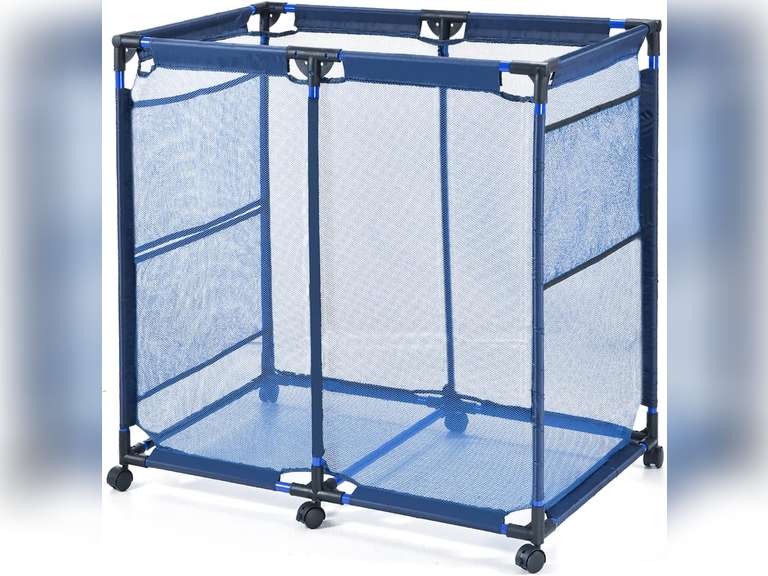 SEESNOW Pool Storage Bin, Pool and Ball Storage Organizer with Nylon Mesh Basket, for Pool Floats, Balls, Toys, Air Dry Quickly and Easily Roll The Storage Bins To Your Home Garage, Extra-Large, Blue 78