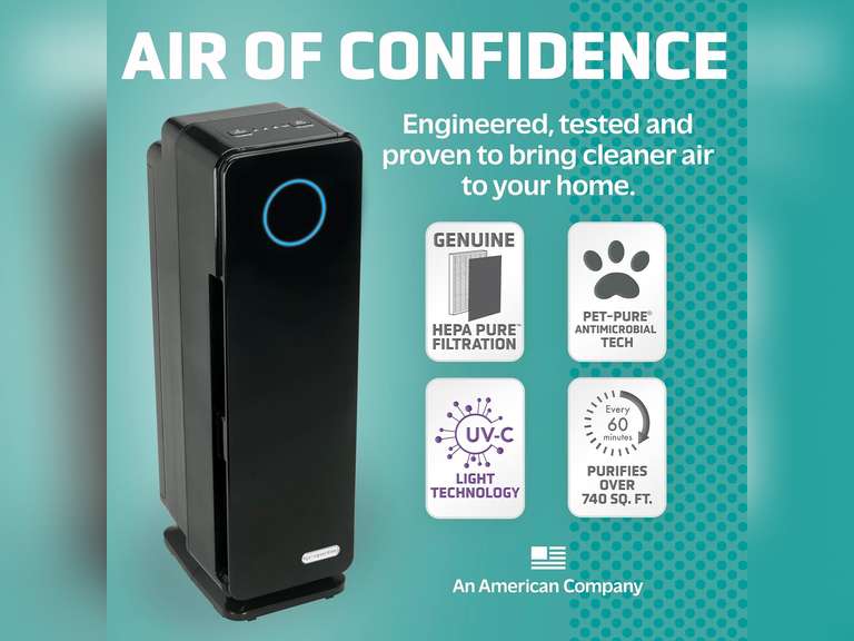 GermGuardian Air Purifier for Homes with Pets, H13 Pet HEPA Filter, Removes Pet Dander, Dust, Allergens, Smoke, Pollen, Odors, Mold, UV-C Light Helps Reduce Germs, 22 Inch, Black, AC4300BPTCA 100