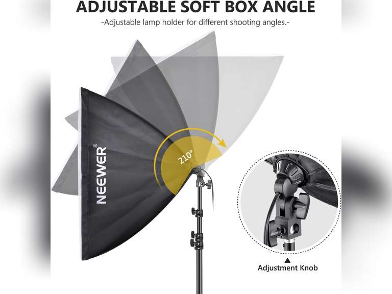 Neewer 700W Equivalent Softbox Lighting Kit, 2Pack UL Certified 5700K LED Lighting Bulbs, 24x24 inches Softboxes with E26 Socket, Photography Continuous Lighting Kit Photo Studio Equipment 90