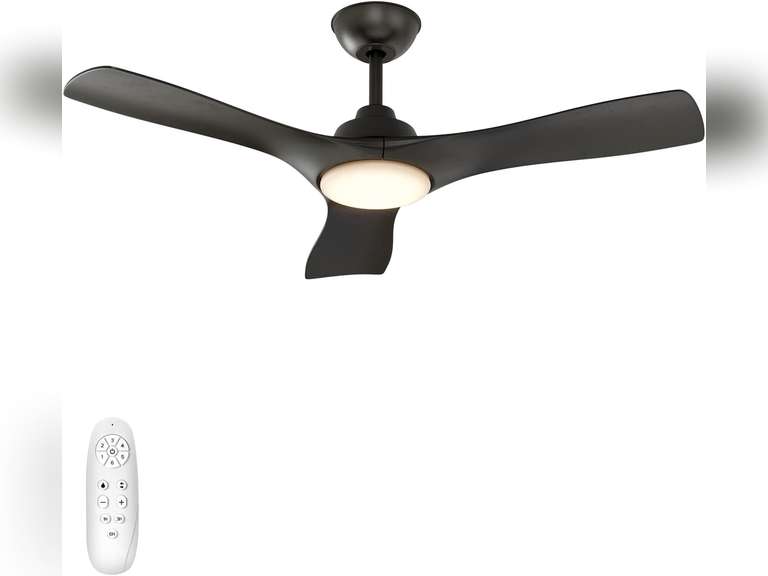 warmiplanet Ceiling Fan with Lights Remote Control, 42-Inch, DC Motor, 6 Speed, Dimmable LED Light, Black, 3-Blades(damaged packaging) 120