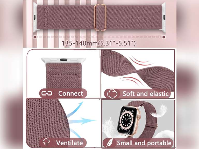 Adjustable Braided Solo Loop Bands Compatible with Apple Watch 38mm 40mm 41mm 42mm 44mm 45mm 49mm, Stretchy Nylon Sport Elastic Wristbands Women Men Straps for iWatch Series 8/7/6/5/4/3/2/1/SE/Ultra, 3 Packs 7