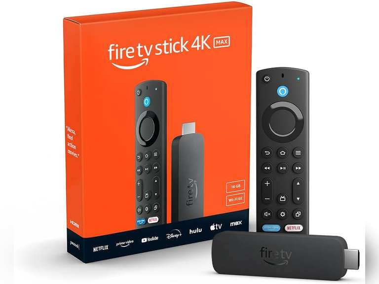 Amazon Fire TV Stick 4K Max (newest model), our most powerful 4K streaming stick with Wi-Fi 6E support, 16GB Storage, free and live tv 60
