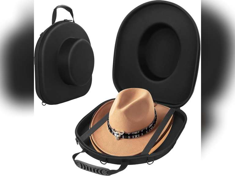 Cinati Hat Box for Travel-Crush Proof Hat Travel Case for Cowboy Hats Holder Storage Box Organizer Cap Carrier with Adjustable Carry Strap 47