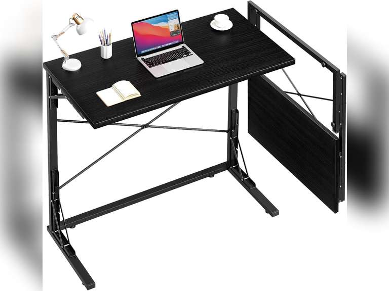 Vantic 31.5" Folding Desk, Foldable TV Tray Table for Eating on Couch, Extra Large TV Dinner Trays, Portable Fold Computer Writing Desk Table for Home Office, Black 70